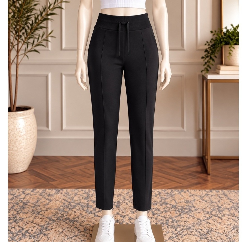 Spanx Womens HeavyAir Tapered Pant Very Black Solid Petite Small